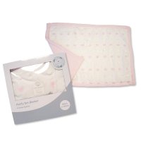 BW-112-2021P: Luxury Fluffy Baby Pram Blanket with Dots in Box- Pink
