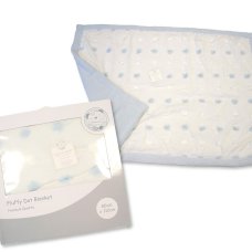 BW-112-2021S: Luxury Fluffy Baby Pram Blanket with Dots in Box- Sky