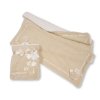 BW-112-2026TP- LA: Baby 2 Layer Waffle Wrap with Lace Ribbon and Bow- Taupe