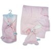 BW-112-2043P: Baby Plush Fleece Blanket and Bunny Comforter Set - Pink