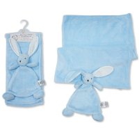 BW-112-2043S: Baby Plush Fleece Blanket and Bunny Comforter Set - Sky