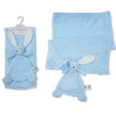 BW-112-2043S: Baby Plush Fleece Blanket and Bunny Comforter Set - Sky