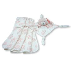 BW-112-3001P: Baby Muslin Fabric Blanket & Teddy Comforter- Pink