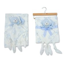 BW-112-3001S: Baby Muslin Fabric Blanket & Teddy Comforter- Sky