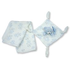BW-112-3001S: Baby Muslin Fabric Blanket & Teddy Comforter- Sky
