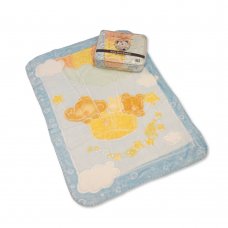 BW-112-710S: Baby Embossed Printed Mink Pram Blanket- Sky