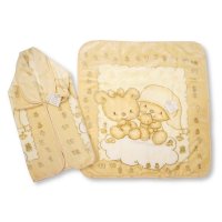 BW-112-860C: Baby Hooded Plush Fleece Teddy Wrap-Cream