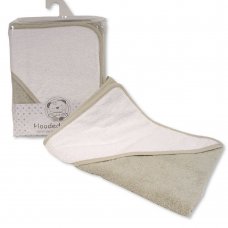 BW-120-018G: Baby Plain Hooded Towel - Grey/White