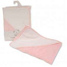 BW-120-018P: Baby Plain Hooded Towel - Pink/White