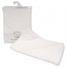 BW-120-018W: Baby Plain Hooded Towel - White