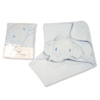BW-120-106S: Baby 3d Hooded Towel - Elephant- Sky