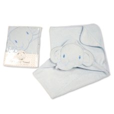BW-120-106S: Baby 3d Hooded Towel - Elephant- Sky