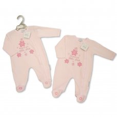BW-13-354: Baby Girls Velour All in One - Little Petal (NB-6 Months)