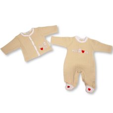 BW-13-454: Baby Unisex Quilted 2 Piece Outfit - Hug Me (NB-6 Months)