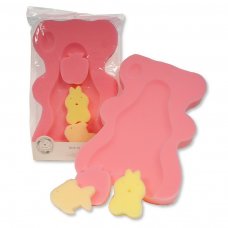 BW-18-0140P: Baby Bath Sponge Support (Including 3 Foam Toys) - Pink