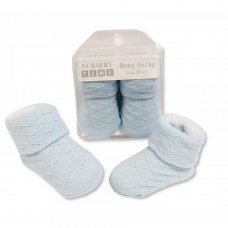BW-6115-2114S: Baby Diamond Design Socks in Box - Sky