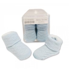 BW-6115-2114S: Baby Diamond Design Socks in Box - Sky