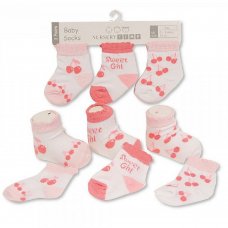 BW-61-2216: Baby Girls 3 Pack Socks- Sweet Girl (0-6 Months)