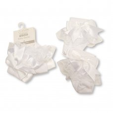 BW-61-2220W: Baby Lace Socks With Bow - White (0-18 Months)