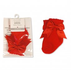 BW-61-2221R: Baby Socks with Bow - Red (0-18 Months)