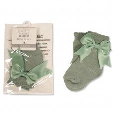 BW-61-2221SG: Baby Socks with Bow - Sage Green (0-18 Months)