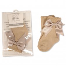 BW-61-2221TP: Baby Socks with Bow - Taupe (0-18 Months)