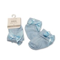BW-61-2223S: Baby Socks With Bow - Sky (NB-3 Months)