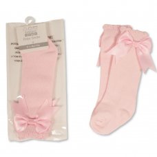BW-61-2224P: Baby Knee Length Socks with Bow - Pink (0-18 Months)