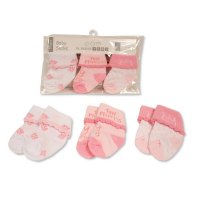 BW-61-2227: Baby Girls 3 Pack Socks- Princess (0-6 Months)