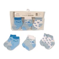 BW-61-2230: Baby Boys 3 Pack Socks- Transport (0-6 Months)