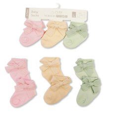 BW-61-2238: Baby Girls Socks with Large Bow - 3-Pack - 3 Colours (0-6 Months)