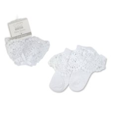 BW-61-2248: Baby Cotton Lace Socks With Bow - White (0-18 Months)