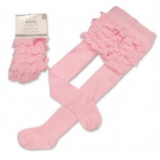 BW-64-1054P: Baby Cotton Frilly Tights - Pink (0-24 Months)