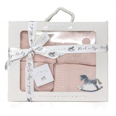 C05567: Baby Girls Knitted 4 Piece Outfit In A  Luxury Gift Box (NB-6 Months)