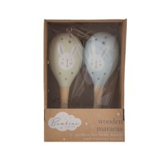 CG1779: BAMBINO TOY WOODEN MARACAS RABBIT BLUE- Set 0f 2