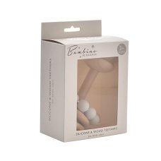 CG1799G: BAMBINO Silicone & Wood RATTLE TEETHING TOY Grey