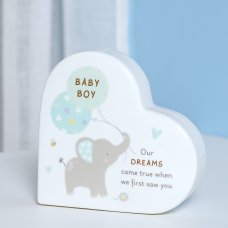 CG2064: Hello Baby Ceramic Mantel Heart - Baby Boy