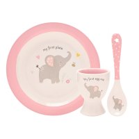 CG2084: Hello Baby 3 Piece Bowl, Egg Cup & Spoon Set - Pink
