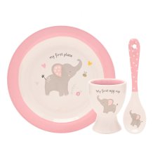 CG2084: Hello Baby 3 Piece Bowl, Egg Cup & Spoon Set - Pink