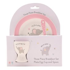 CG2084: Hello Baby 3 Piece Bowl, Egg Cup & Spoon Set - Pink