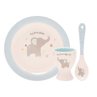 CG2085: Hello Baby 3 Piece Bowl, Egg Cup & Spoon Set - Blue