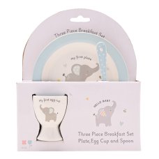 CG2085: Hello Baby 3 Piece Bowl, Egg Cup & Spoon Set - Blue