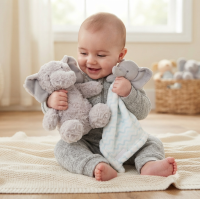 D06333: Baby Elephant Plush Toy & Comforter Set