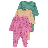 GX577: Baby Safari 3 Pack Zip Fasten All In ones/ Sleepsuits (0-3 Months)