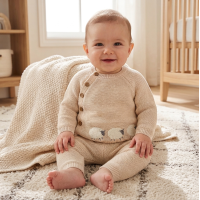 E07625: Baby Unisex Knitted 2 Piece Outfit (0-12 Months)
