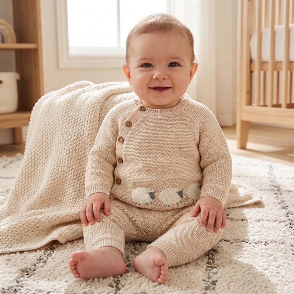 E07625: Baby Unisex Knitted 2 Piece Outfit (0-12 Months) E07625: Baby Unisex Knitted 2 Piece Outfit (0-12 Months)