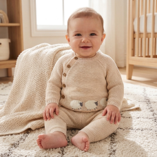 E07625: Baby Unisex Knitted 2 Piece Outfit (0-12 Months)