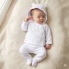 E07800: Baby Unisex Quilt Jacquard Jacket & Footed Trousers Outfit (NB- 6 Months)