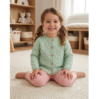 E07931B: Girls Knitted Cardigan & Ribbed Legging Outfit (2-5 Years)