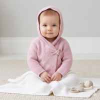 E07971: Baby Girls Double Knit Hooded Wrap Cardigan (0-12 Months)